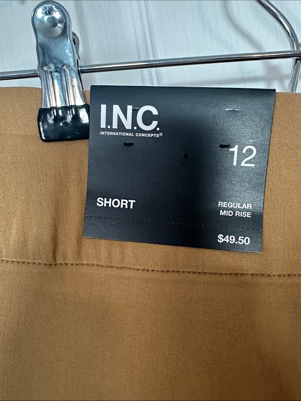INC Women's Stretch Pull-On Shorts in Camel - Picture 4 of 5